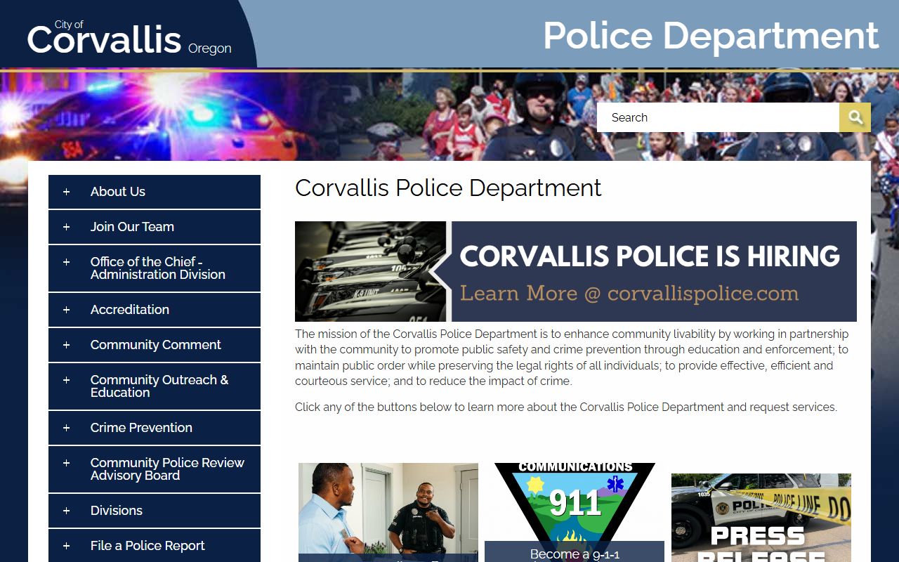 Corvallis criminal history records Corvallis Police Department