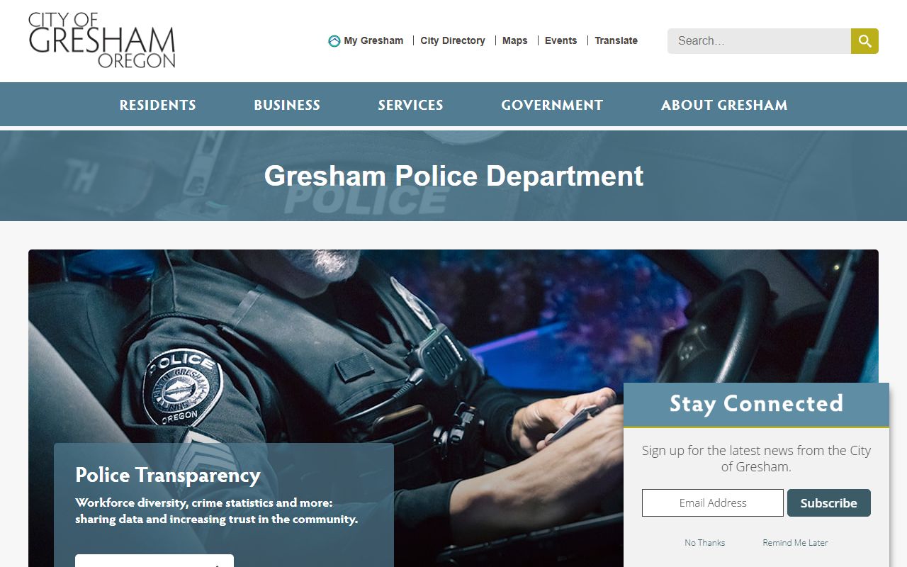 Gresham criminal history records Gresham Police Department main page