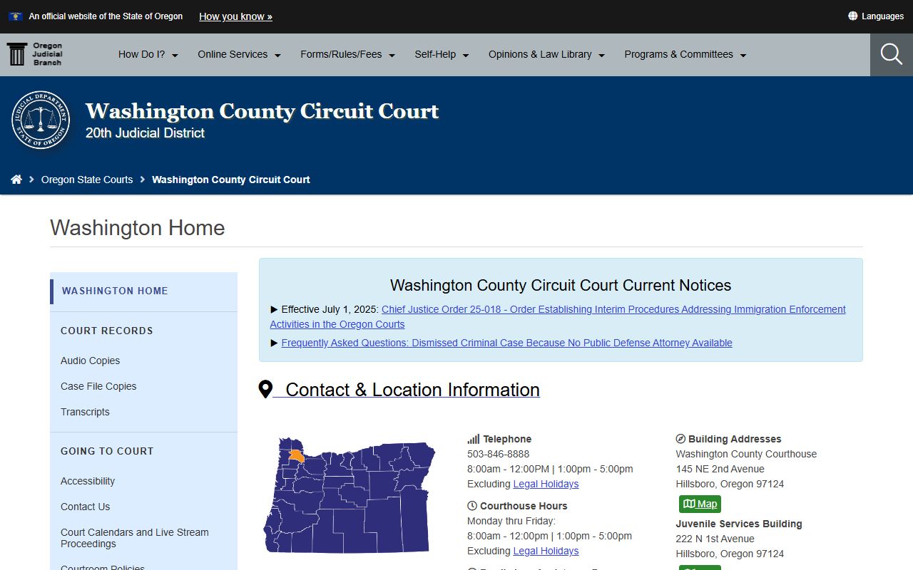 Tigard criminal history records Washington County Circuit Court